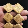 Pietra Lavica Gialla in Perline Forma Rombo Piatto Liscio Foro Diagonale 30mm