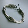 Bracciale Di Argento 925 4 Fili Piatto Ossidato Stile Ethnica Snake