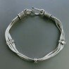Bracciale Di Argento 925 4 Fili Piatto Ossidato Stile Ethnica Snake
