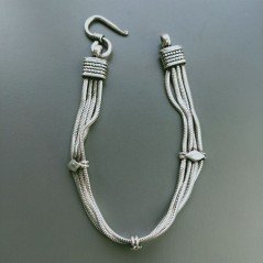 Bracciale Di Argento 925 4 Fili Piatto Ossidato Stile Ethnica Snake