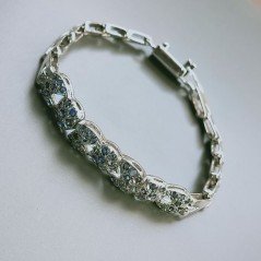 Bracciale Di Argento 925 con Radice di Smeraldo, Zircone Sfacettato Stile Etnico
