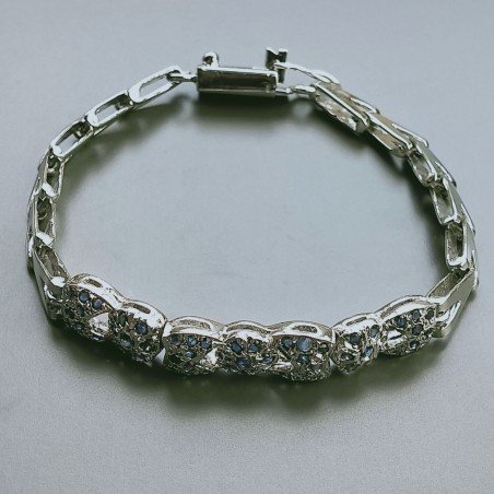 Bracciale Di Argento 925 con Radice di Smeraldo, Zircone Sfacettato Stile Etnico
