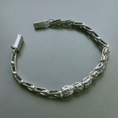 Bracciale Di Argento 925 con Radice di Smeraldo, Zircone Sfacettato Stile Etnico