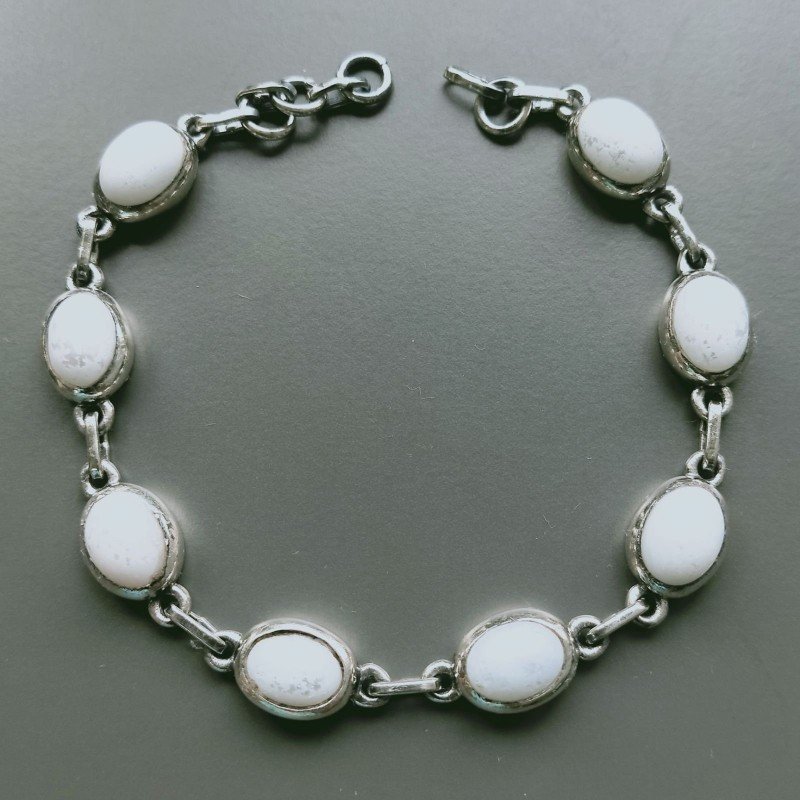Bracciale Di Argento 925 con Perle di Fiume Ovale Bianco