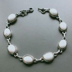 Bracciale Di Argento 925 con Perle di Fiume Ovale Bianco