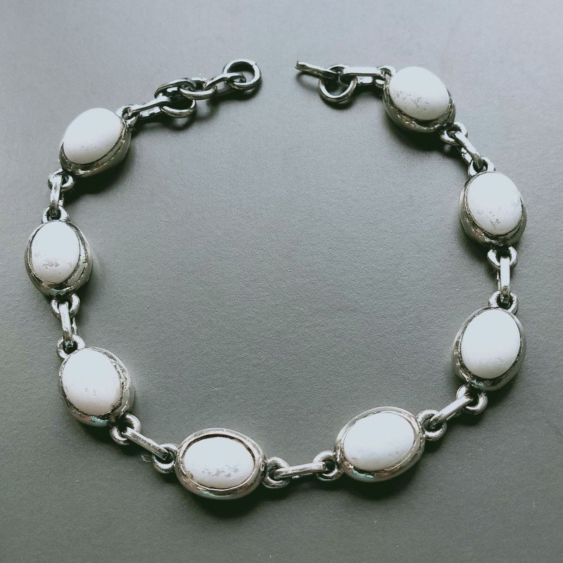 Bracciale Di Argento 925 con Perle di Fiume Ovale Bianco