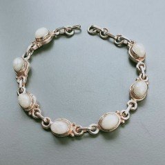 Bracciale Di Argento 925 con Radice di Smeraldo Cabochon Taglio Tondo Liscio Rosato