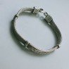 Bracciale Di Argento 925 4 Fili Piatto Ossidato Stile Ethnica Snake