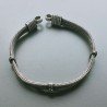 Bracciale Di Argento 925 4 Fili Piatto Ossidato Stile Ethnica Snake