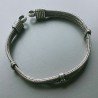 Bracciale Di Argento 925 4 Fili Piatto Ossidato Stile Ethnica Snake