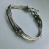 Bracciale Di Argento 925 4 Fili Piatto Ossidato Stile Ethnica Snake
