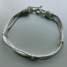 Bracciale Di Argento 925 4 Fili Piatto Ossidato Stile Ethnica Snake