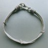 Bracciale Di Argento 925 4 Fili Piatto Ossidato Stile Ethnica Snake