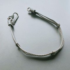 Bracciale Di Argento 925 4 Fili Piatto Ossidato Stile Ethnica Snake