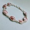 Bracciale Di Argento 925 con Corniola Rosa Briolette Ovale Sfaccettato Rosato