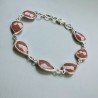 Bracciale Di Argento 925 con Corniola Rosa Briolette Goccia Sfaccettato Rosato