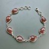 Bracciale Di Argento 925 con Corniola Rosa Briolette Goccia Sfaccettato Rosato