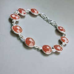 Bracciale Di Argento 925 con Corniola Briolette Tondo Sfaccettato