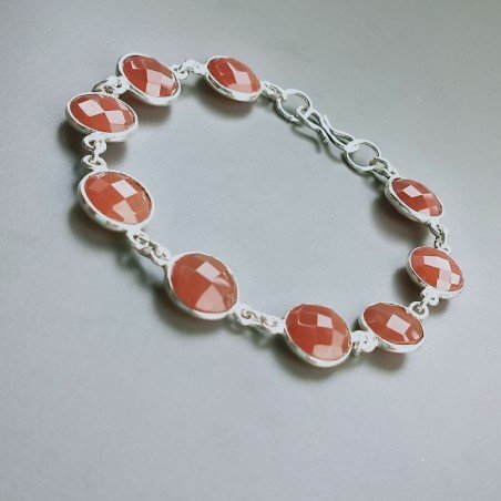 Bracciale Di Argento 925 con Corniola Briolette Tondo Sfaccettato