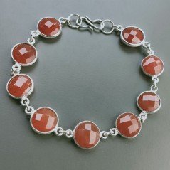 Bracciale Di Argento 925 con Corniola Briolette Tondo Sfaccettato