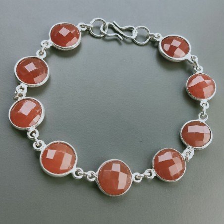 Bracciale Di Argento 925 con Corniola Briolette Tondo Sfaccettato