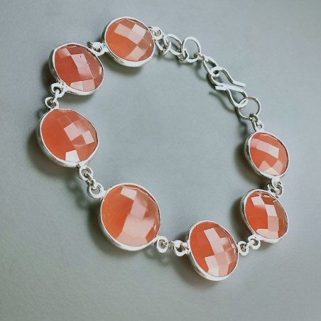 Bracciale Di Argento 925 con Corniola Briolette Tondo Sfaccettato