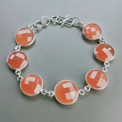 Bracciale Di Argento 925 con Corniola Briolette Tondo Sfaccettato