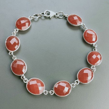 Bracciale Di Argento 925 con Corniola Briolette Tondo Sfaccettato