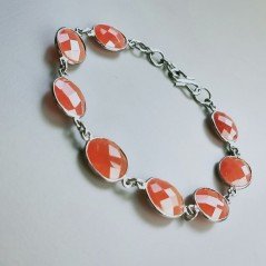 Bracciale Di Argento 925 con Corniola Ovale Briolette Ovale Sfaccettato Brunito