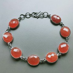 Bracciale Di Argento 925 con Corniola Ovale Briolette Ovale Sfaccettato Brunito