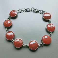 Bracciale Di Argento 925 con Corniola Rosso Briolette Tondo Sfaccettato Brunito
