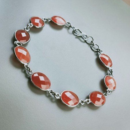 Bracciale Di Argento 925 con Corniola Briolette Sfaccettato Brunito