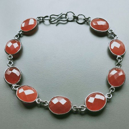Bracciale Di Argento 925 con Corniola Briolette Sfaccettato Brunito