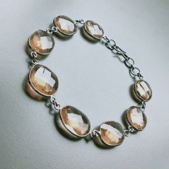Bracciale Di Argento 925 con Quarzo Idrotermale Briolette Ovale Sfaccettato Brunito