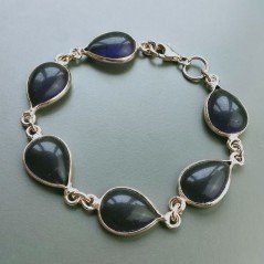Bracciale Di Argento 925 con Ametista Cabochon Taglio Goccia Liscio Rosato