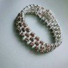 Bracciale Di Argento 925 Tennis Tre Fili con Granato Taglia Ovale Sfaccettato
