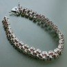 Bracciale Di Argento 925 Tennis Tre Fili con Granato Taglia Ovale Sfaccettato
