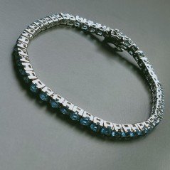 Bracciale Di Argento 925 Tennis con Quarzo Azzurro Tondo Sfaccettato