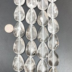 Quarzo Bicolore Naturale in Perline Forma Goccia Piatto Liscio Satinato-Matte Foro Passante 20X30mm