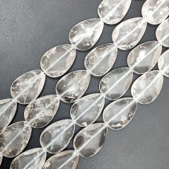 Quarzo Bicolore Naturale in Perline Forma Goccia Piatto Liscio Satinato-Matte Foro Passante 20X30mm