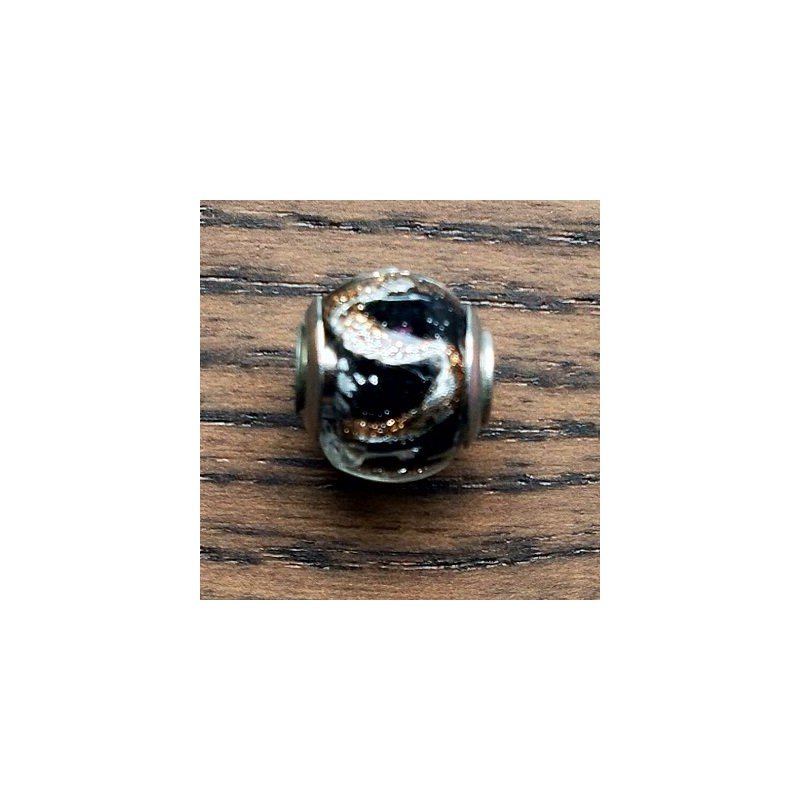 Perlina foro largo nero all'interno di pietra trasparente 13.5x8.5mm 1pz