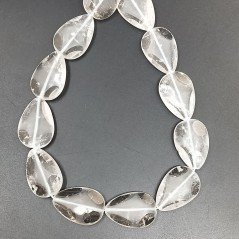Quarzo Bicolore Naturale in Perline Forma Goccia Piatto Liscio Satinato-Matte Foro Passante 20X30mm