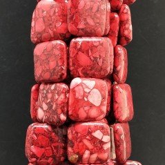 Aulite Rossa Perline Forma Quadrato Piatto Liscio Foro Passante 25mm