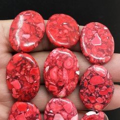 Aulite Rossa in Perline Forma Ovale Piatto Liscio Foro Passante 20x30mm
