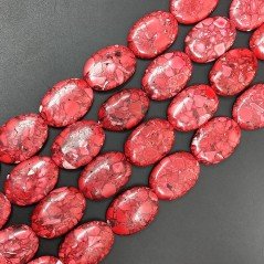 Aulite Rossa in Perline Forma Ovale Piatto Liscio Foro Passante 20x30mm