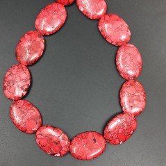 Aulite Rossa in Perline Forma Ovale Piatto Liscio Foro Passante 20x30mm