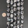 Aulite Blu Notte in Perline Forma Ovale Piatto Liscio Foro Passante 13X18mm