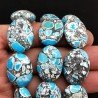 Aulite Turchese in Perline Forma Ovale Piatto Liscio Foro Passante 18X24mm