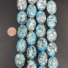 Aulite Turchese in Perline Forma Ovale Piatto Liscio Foro Passante 18X24mm