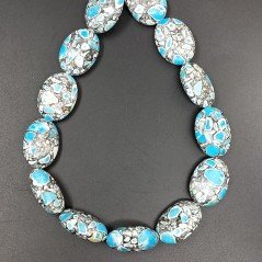 Aulite Turchese in Perline Forma Ovale Piatto Liscio Foro Passante 18X24mm